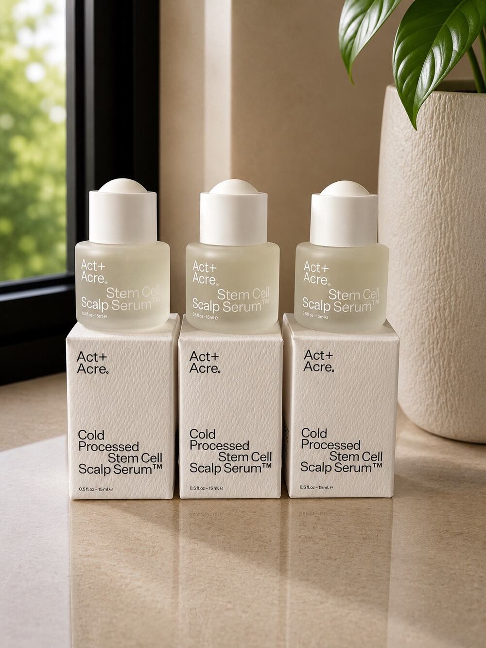 $96 New Act+Acre Cold Processed Stem Cell Scalp Serum Bundle of 3 15mL